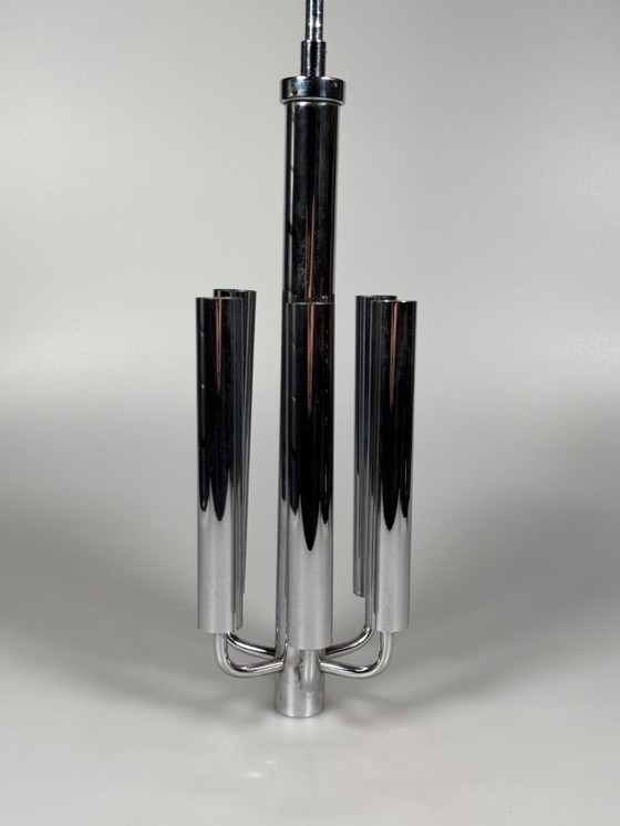 Image 1 of Kroonluchter uit de jaren 60/70 van Gaetano Sciolari voor Sciolari Chrome Design.