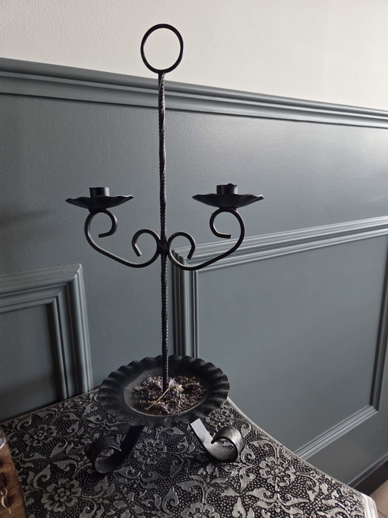 Wrought Iron Candle Holder, Black (photo 2 of 5)