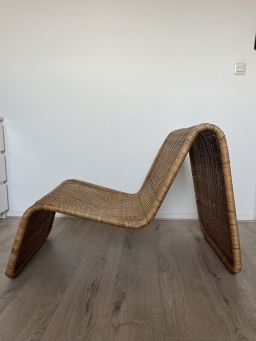 Ikea Hestra model rattan lounge chair, 1982. Inspired by Tito Agnoli Design