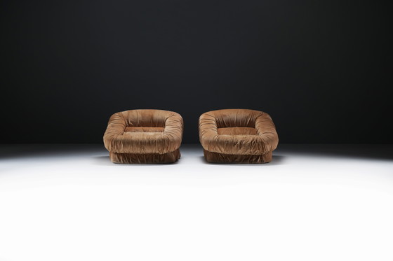 Image 1 of Stunning Vintage Lounge Chairs By De Pas D’Urbino Lomazzi For Dall’Oca Italy