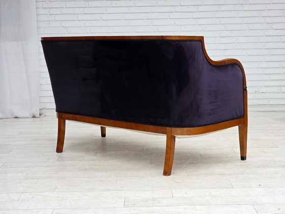 Image 1 of 1950s, Danish art deco 2-seater sofa, ash wood, furniture velour.