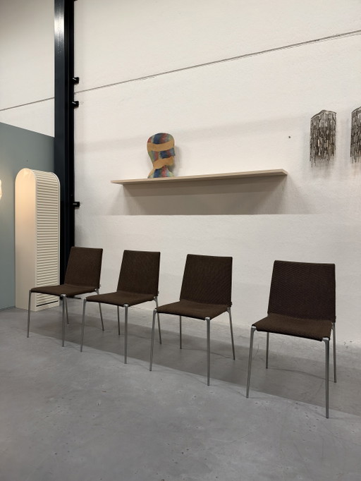 4 B&B Italia Chaises de salle à manger tissu marron