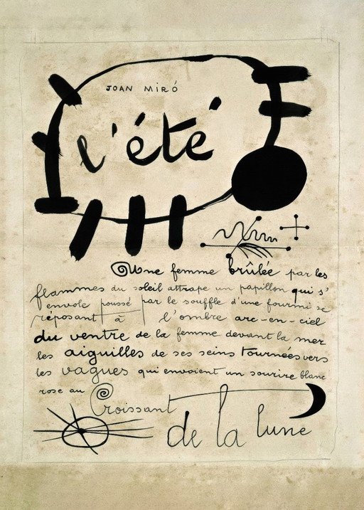 Zomergedicht - Afbeelding Zon en Maan van Joan Miró 1927 - Poster 50 × 70 cm – Paper