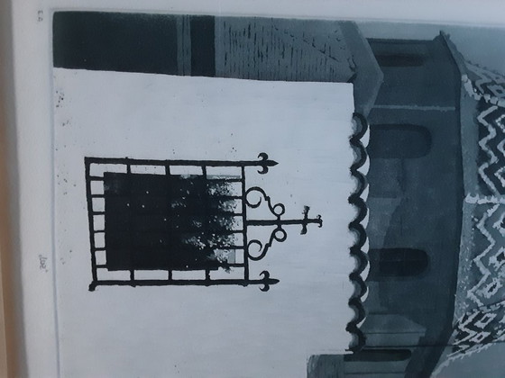 2 Passepartout Gerahmte Radierungen – Lithographien & Drucke, Glass, Metal (photo 10 of 10)