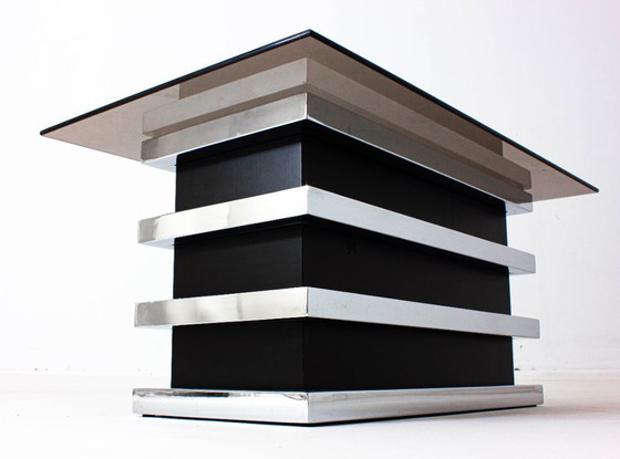 Image 1 of Black and chrome vintage coffee table