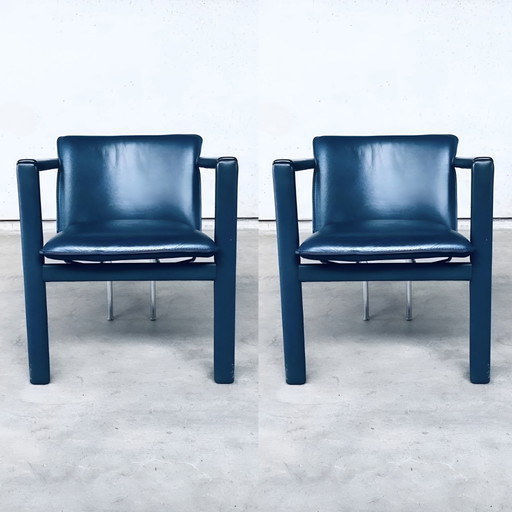 4 sedie da pranzo in pelle postmoderna dal design vintage