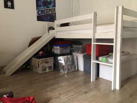 Image 1 of Kinderbed/ Hoogslaper Met Glijbaan en Matras