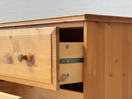 Solid Pine Chest of Drawers with 2 Drawers, Country Style, 1990s, Sideboard, Wood, Beige (photo 4 of 15)