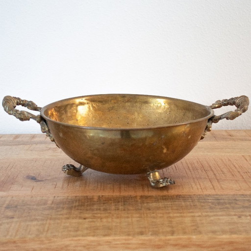 Bol ancien en bronze français du XIXe siècle, orné de poignées et de griffes de lion.