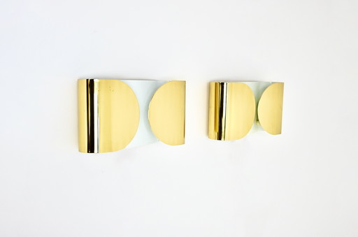 Lampes murales Golden Foglio par Tobia & Afra Scarpa pour Flos, 1960, ensemble de 2