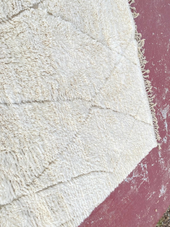 Large cream Beni Ouarain rug with tone-on-tone diamond pattern – 300 x 200 cm – Rugs & carpets, Wool, Cotton (photo 5 of 11)