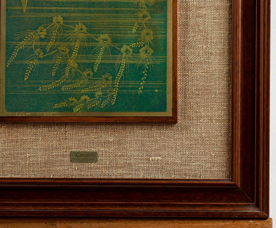 Engraved picture on silver plate by artist Catraro, 1970 – Paintings & Drawings, Wood, Vintage (photo 4 of 5)