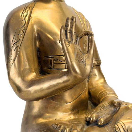 Antiek Tibetaans-Himalaya Shakyamuni Boeddha Brons – 17e/18e Eeuw – 56 cm – Beeldhouwkunst, Bronze, Brass (photo 6 of 11)