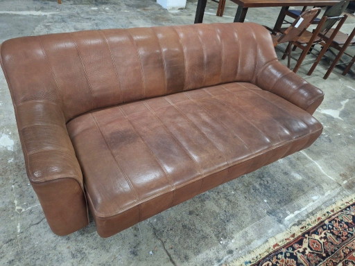 De Sede DS44 Buffalo Leather 3-Seater Sofa, Switzerland 1970s