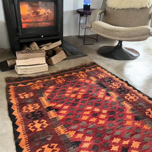 Antiek wollen kelim kleed