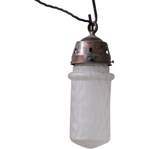 Lampe suspendue vintage "Cloudy" en verre opaque, France 1960