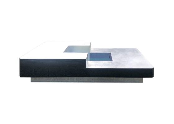 Image 1 of Table Basse Design Italien en Métal et Bois avec Bar Intégré, Années 70