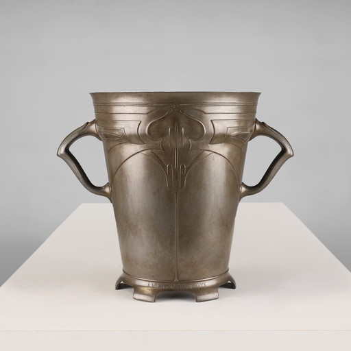Art Nouveau Stamped Tin Wine or Champagne Cooler, Belgium, 1906