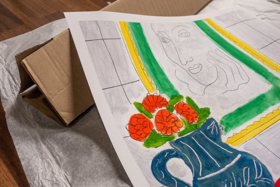 Image 1 of Figur und Blumenstrauß (Ockerkopf) – Henri Matisse 1937 – Poster 70 × 100 cm