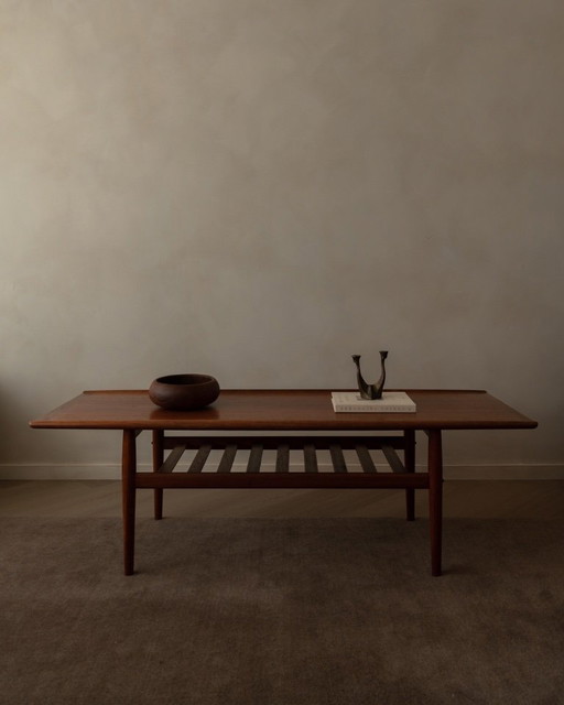 Danish teak coffee table by Grete Jalk with slatted frame, 1960s