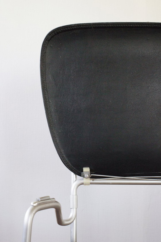 Image 1 of 5 x Aluflex Armin Wirth Black Skai Chairs 1950s