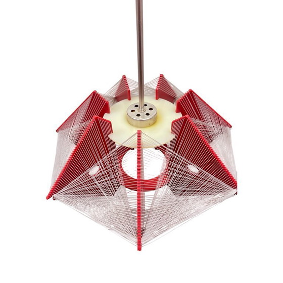 Image 1 of "Rozwój" Kłobuck, lampe suspendue à fil, design polonais de la période PRL, ère spatiale, années 1970.