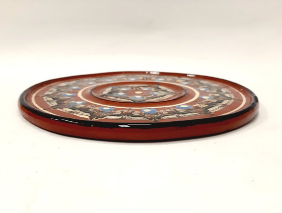 Image 1 of Piatto decorativo vintage in argilla, ceramica dipinta a mano