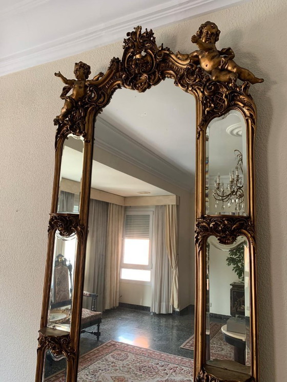 Monumental gilded Rococo style Mirror with chest – Wood (photo 11 of 11)