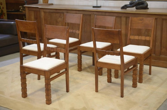 Set of 6 brutalist chairs from the 1960s. – Dining chairs, Wood (photo 11 of 14)