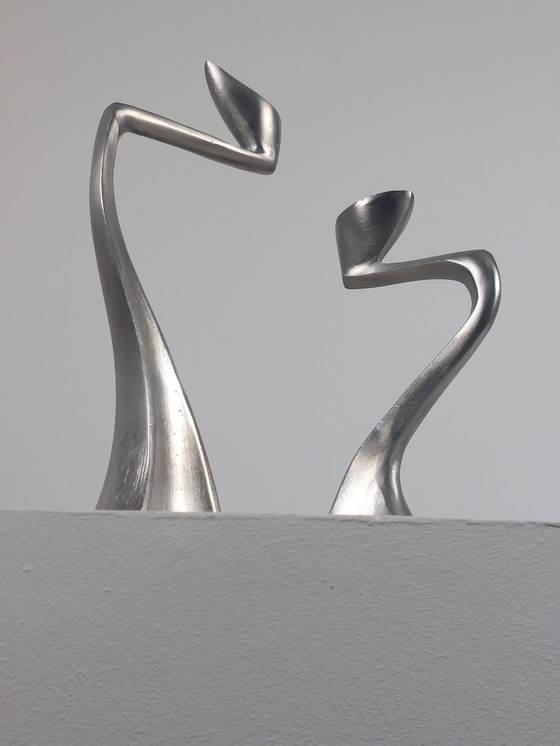 Image 1 of Paire de chandeliers vintage en aluminium de Matthew Hilton