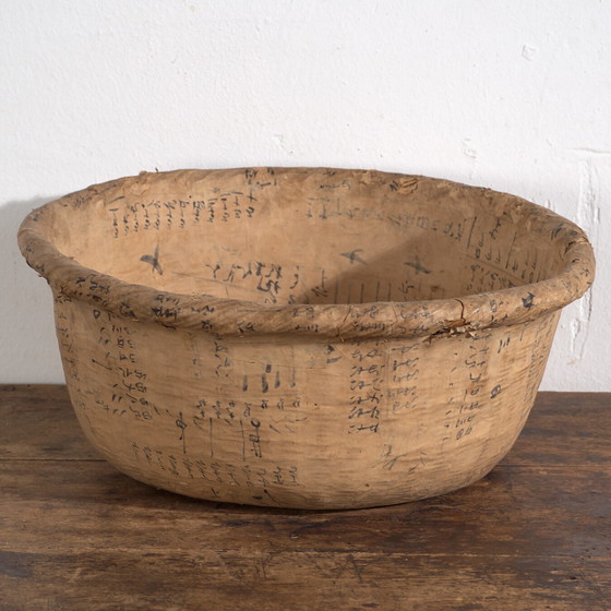 Antique Japanese tally bowl in washi paper – Japan, circa 1920 – Wood (photo 4 of 29)