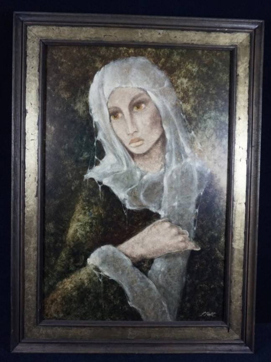 P.Petit. Portrait of the girl. – Paintings & Drawings, Wood (photo 5 of 6)