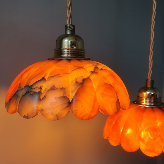 Set de Suspensions Vintage en Marbre Marron, Rouge, Ambre – Marble, Metal (photo 11 of 23)