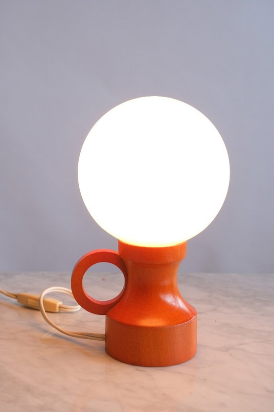 Image 1 of 2 lampes vintage en bois et verre