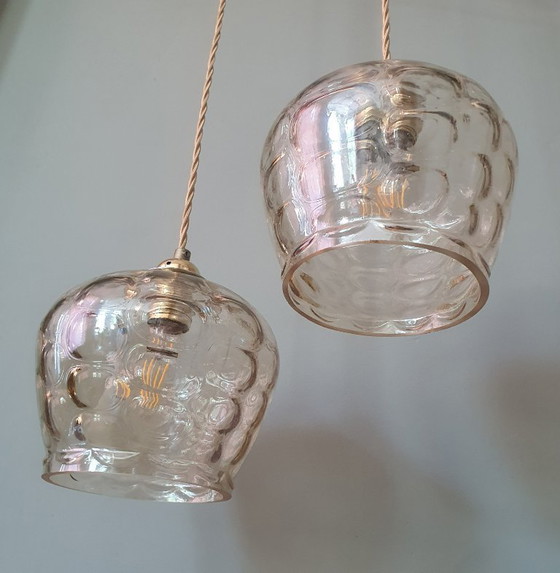Image 1 of Ensemble de suspensions en verre vintage - Années 60-70 - Style Hollywood Regency