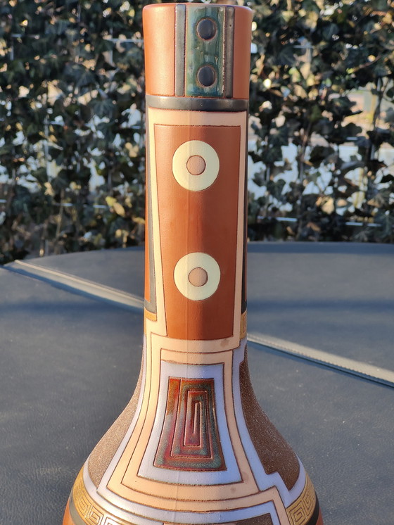 Image 1 of Large Hand-painted Studio Pottery Vase by Eduardo Vega (Artesa) – 40cm