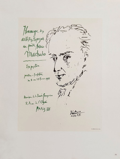 Pablo PICASSO AF 1955 - Affiche Hommage à Machado 1959