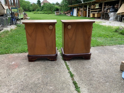 Art Deco Ungarische Nachttische, 1930er Jahre, 2er Set