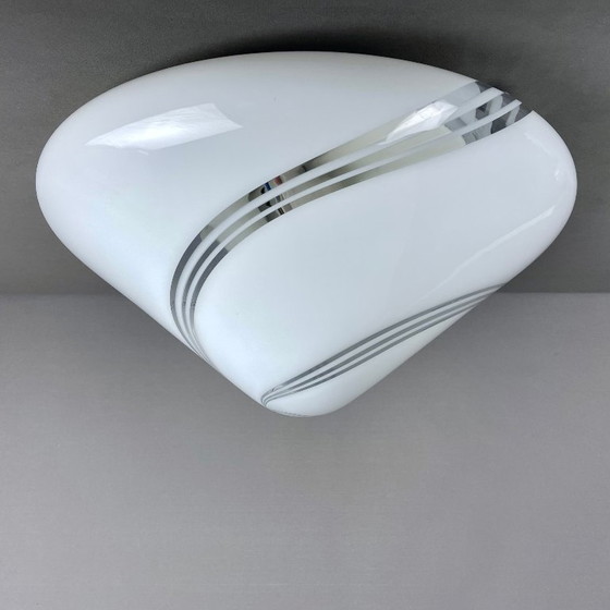 Image 1 of XL Vintage 1970s-80s Murano blown glass swirled ceiling lamp. Three-light, 45 cm diameter.