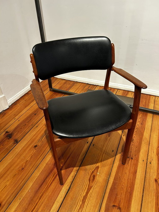 Nr. 1 Dänischer Mid-Century Armlehnstühlen, Teak, 1960er – fauteuils, Textile, Wood