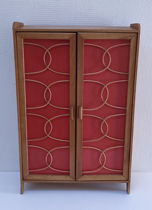armoire poupée bois osier années 60