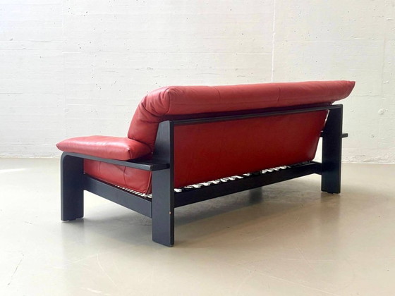 Ligne Roset vintage leren bank, jaren 80 – 3-5 zitsbanken, Wood, Leather (photo 8 of 13)
