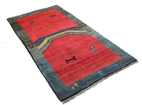 Image 1 of Alfombra oriental persa original Gabbeh Ghashghai, 202 cm x 118 cm, antigua, natural