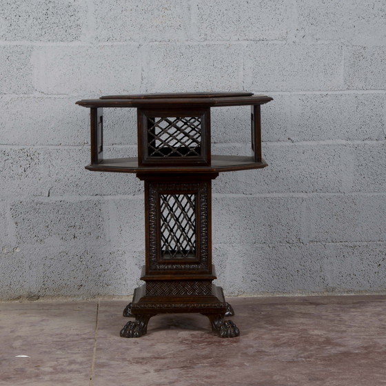 Late 19th Century Maggini Revolving Occasional Table with Removable Glass Top, Coffee tables, Wood, Brown (photo 16 of 20)