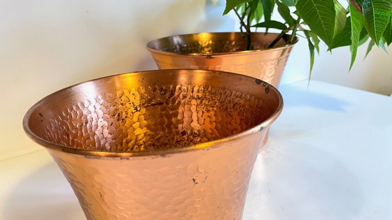 Image 1 of Hammered Copper Flowerpots, 1960s