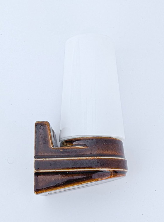 Image 1 of  Modell 6080 Wandleuchte aus braunem Porzellan von Sigvard Bernadotte für Ifö – 1960er Jahre