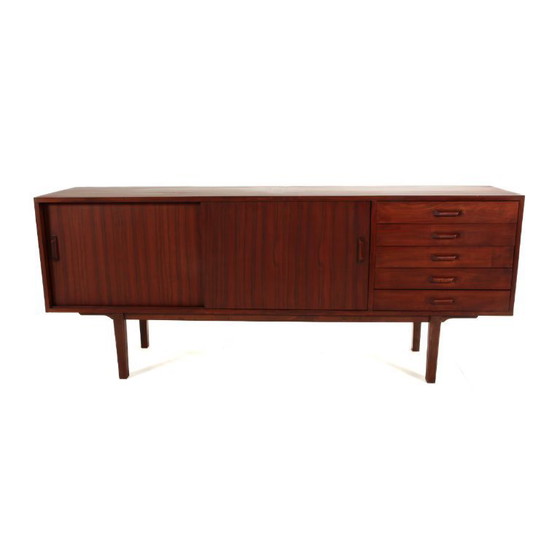 Image 1 of Vintage Scandinavian sideboard with 5 drawers and sliding doors – Dk, 1990s