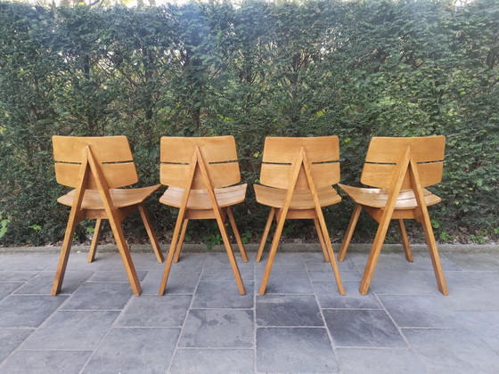 Image 1 of 4x Holzstuhl von Hans Anliker für Horgen Glarus