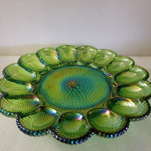 Aperitiefschaal van carnavalsglas, Indiana, VS, vintage 1960-1970