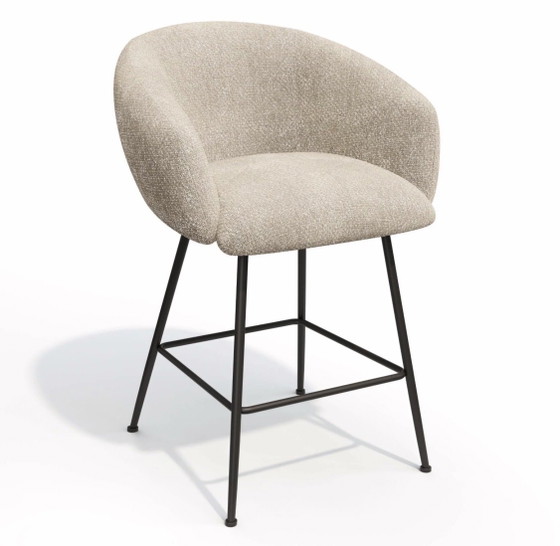 Image 1 of Set of 2 TESS bar stools beige velvet – New in box | SIA Home